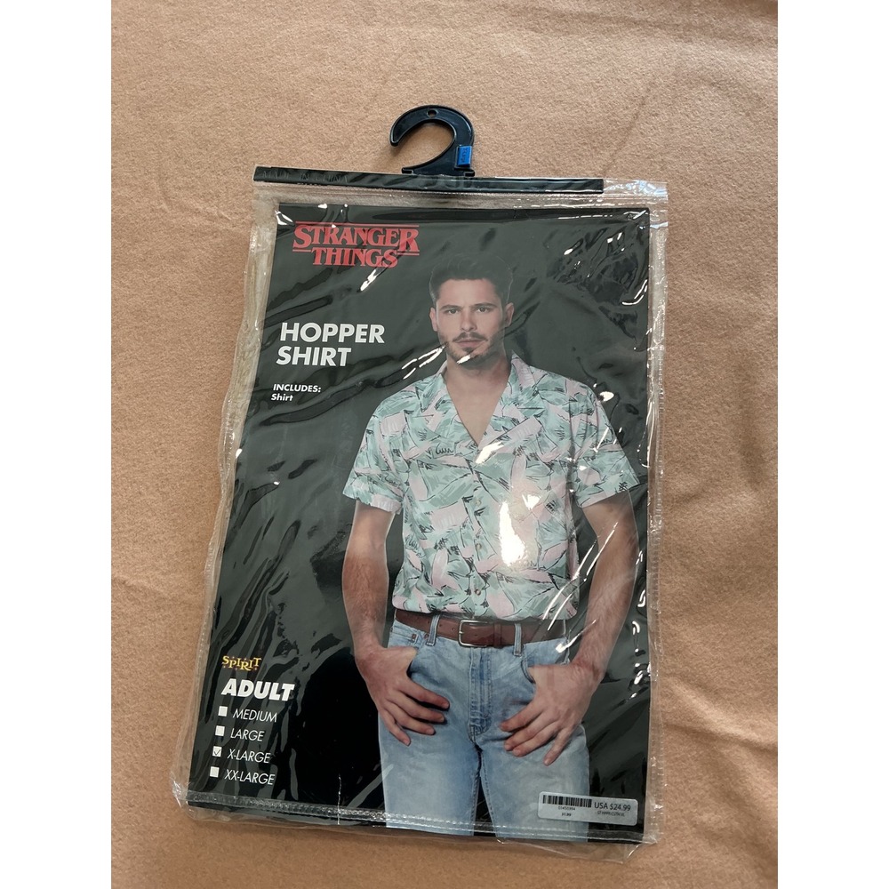 Stranger Things Hopper Shirt Adult XL Pink Green Excellent 80s Cosplay - Picture 8 of 8